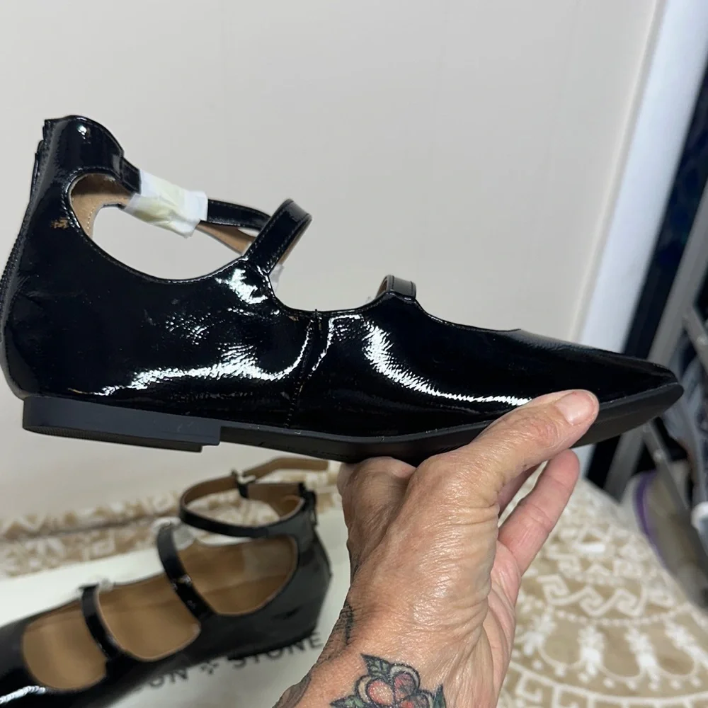 Sun + Stone Women's Cecillee Triple Strap Mary Jane Flats NWT